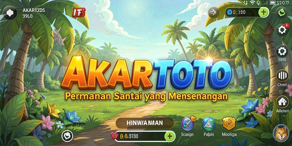 Tampilan gameplay AKARTOTO yang ceria dan interaktif.
