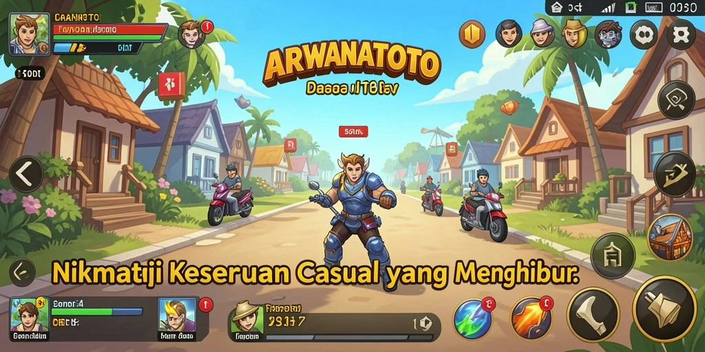 Tampilan menarik dari gameplay ARWANATOTO dengan karakter lucu dan tantangan.