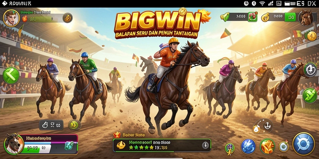 Screenshot utama BIGWIN menampilkan aksi balapan yang seru dan cepat.