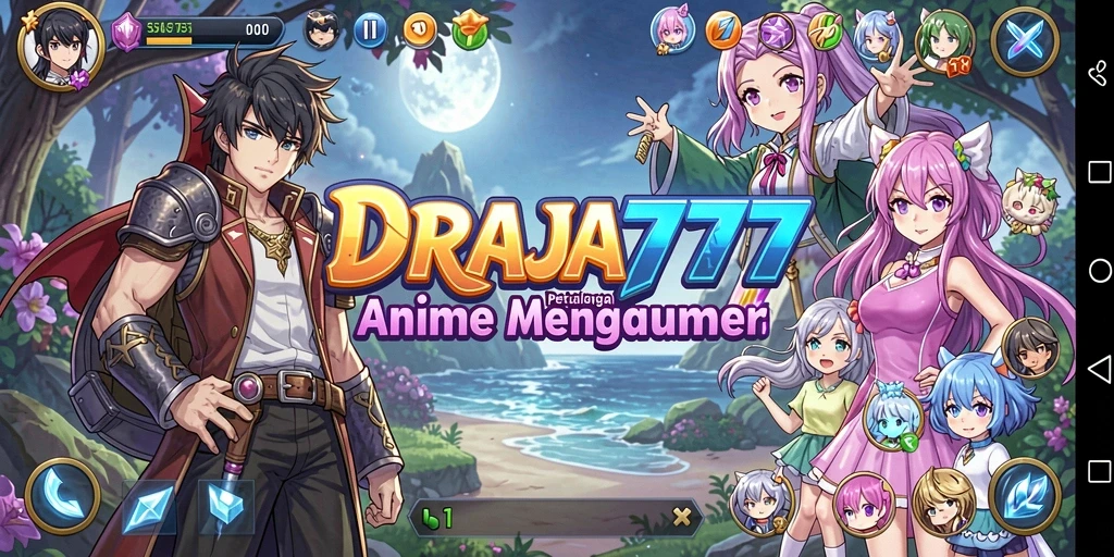 Screenshot DRAJA777 menampilkan karakter anime dalam aksi pertarungan epik.