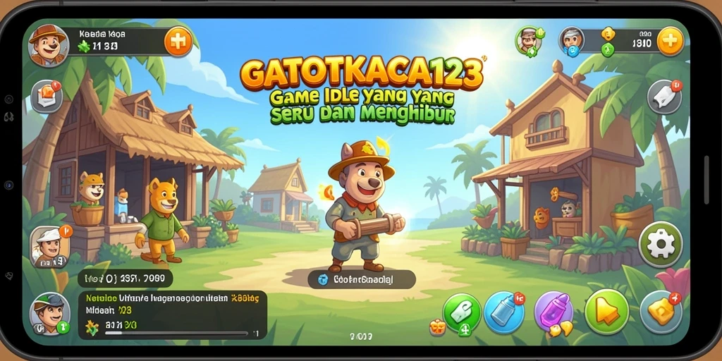 Tampilan gameplay GATOTKACA123 dengan karakter yang sedang beraksi di dunia Idle.