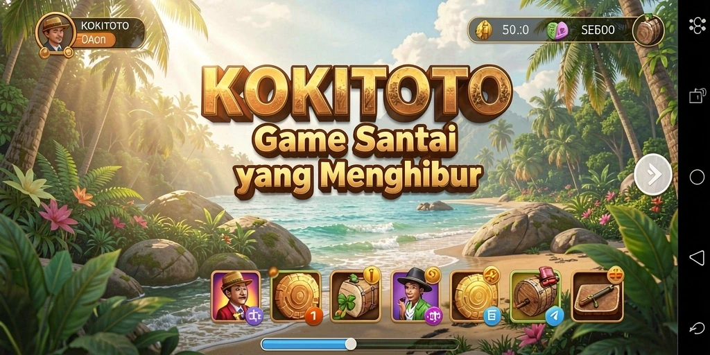 Screenshot utama KOKITOTO menampilkan karakter lucu dan gameplay yang seru.