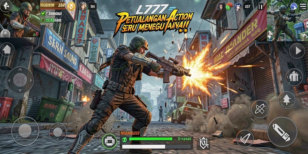 Screenshot L777 menampilkan aksi intens dan grafis yang menawan.