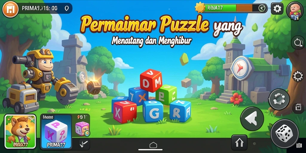 Tampilan gameplay menarik dari PRIMA77 yang menantang dan penuh warna.