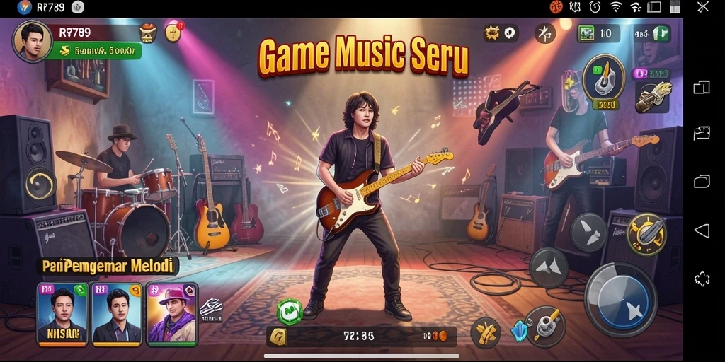 Tampilan seru dari gameplay RR789 saat memainkan musik.