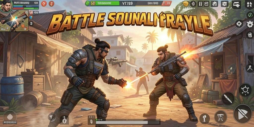 Tangkapan layar VT789 menampilkan aksi pertempuran yang mendebarkan dalam permainan Battle Royale.