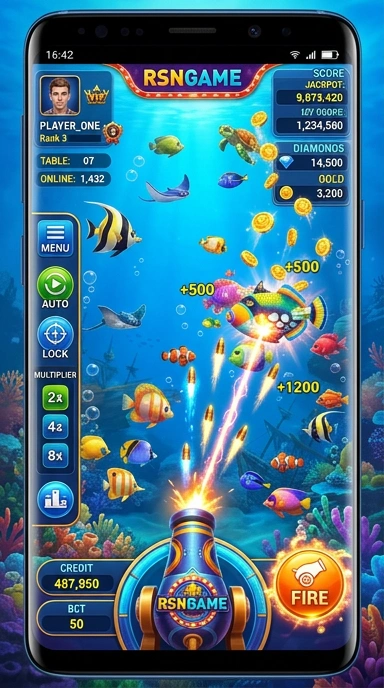 Tampilan utama aplikasi rsngame dengan berbagai pilihan aplikasi.